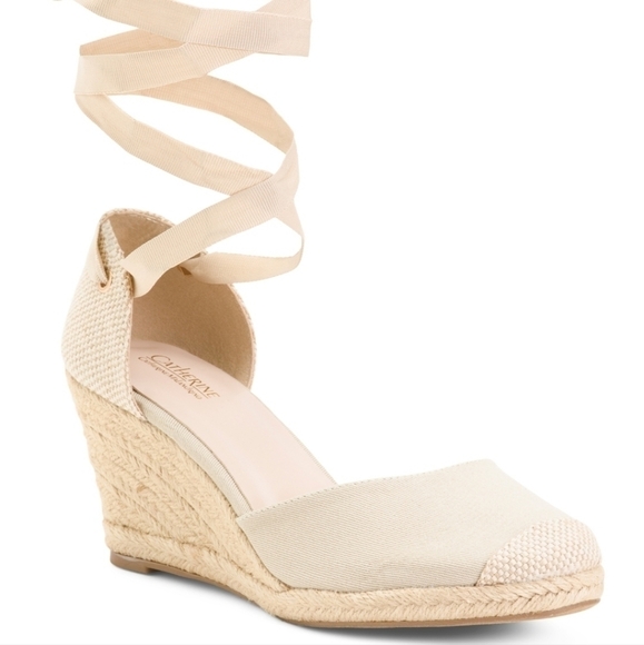 catherine Malandrino Ankle Wrap Spadrile Wedge Sandals - Picture 1 of 14